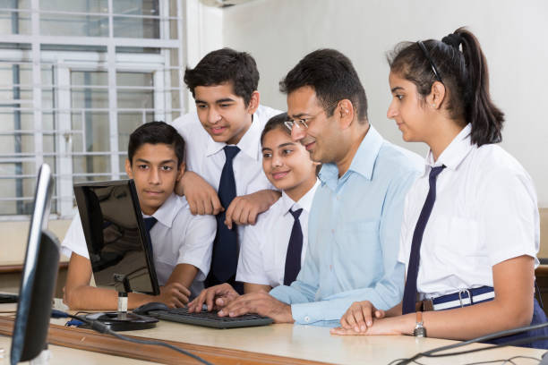 classroom, school building, smiling, computer